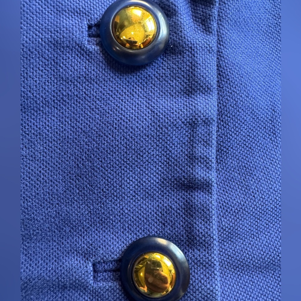 Blue Blazer Gold Button Utility Jacket Cotton Stretch Size 6 CAbi - Picture 5 of 8